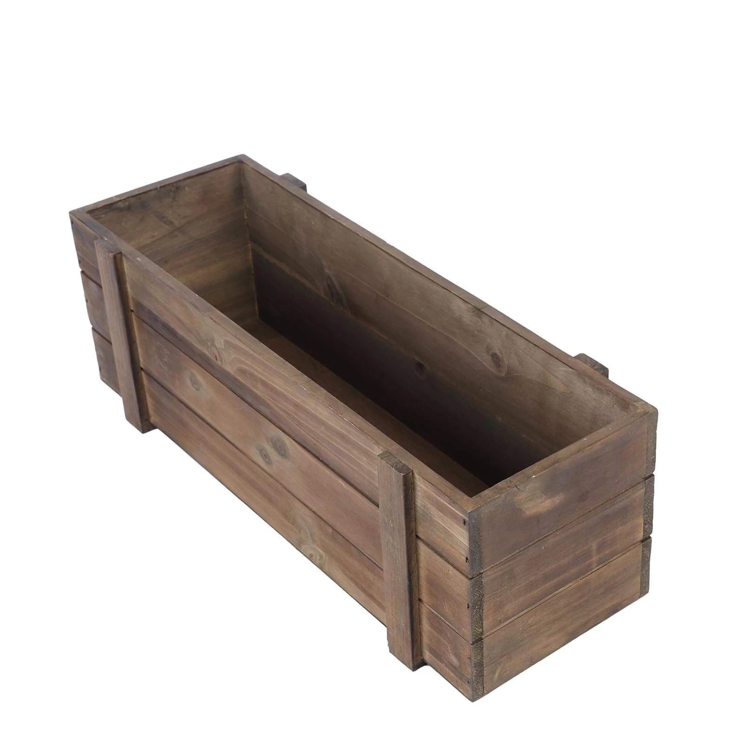 18x6 In Dark Brown Wood Rustic Rectangular Box Planter Holders Centerpieces - Image 2