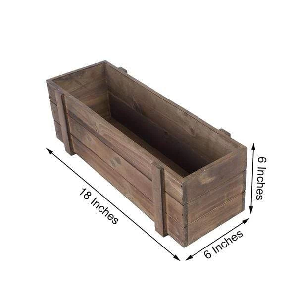 18x6 In Dark Brown Wood Rustic Rectangular Box Planter Holders Centerpieces - Image 8