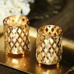 2 Metal 4" Crisscross Candle Holders Wedding Table Centerpieces
