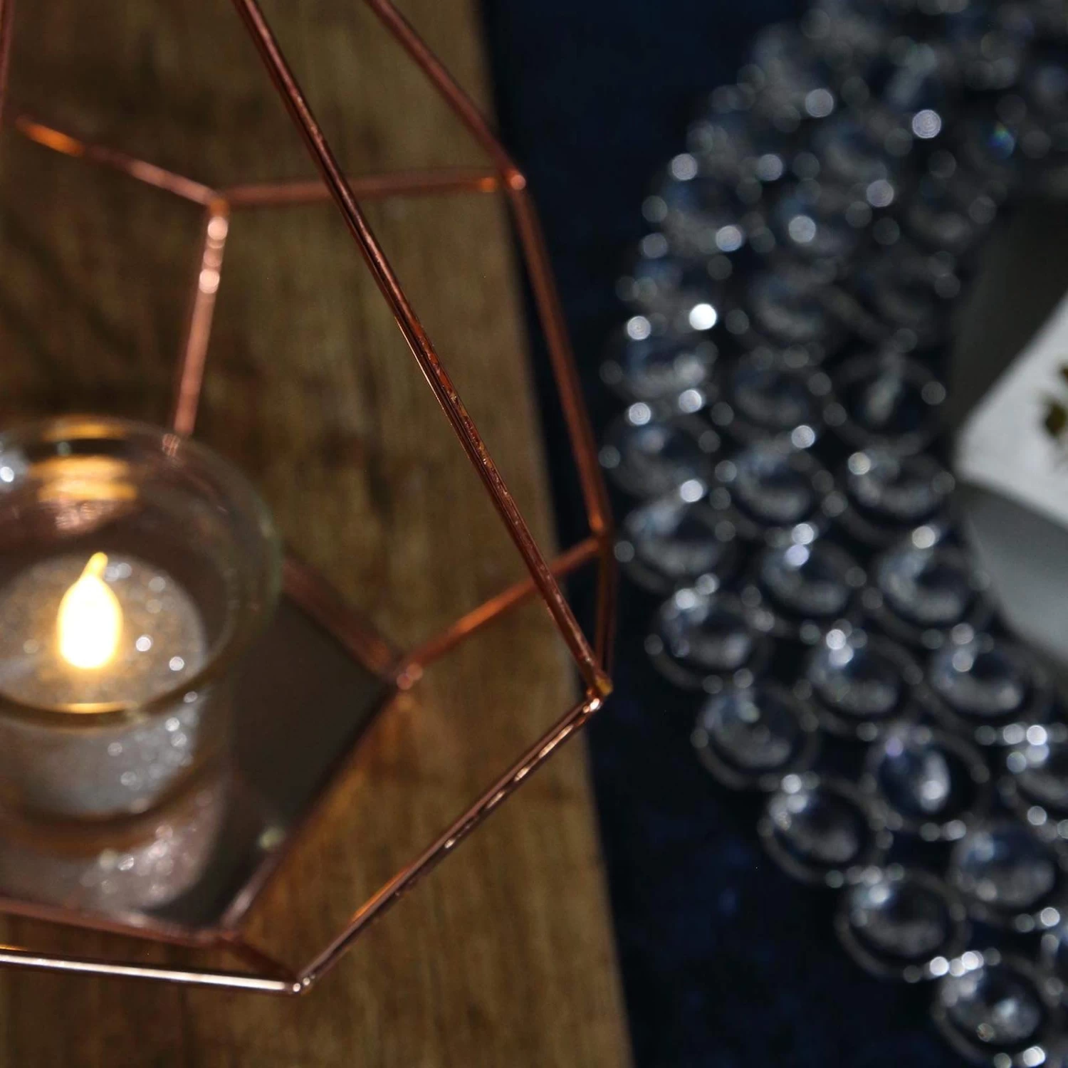 2 Pcs 9 In Tall Geometric Pentagon Hanging Candle Holders Centerpieces - Image 6