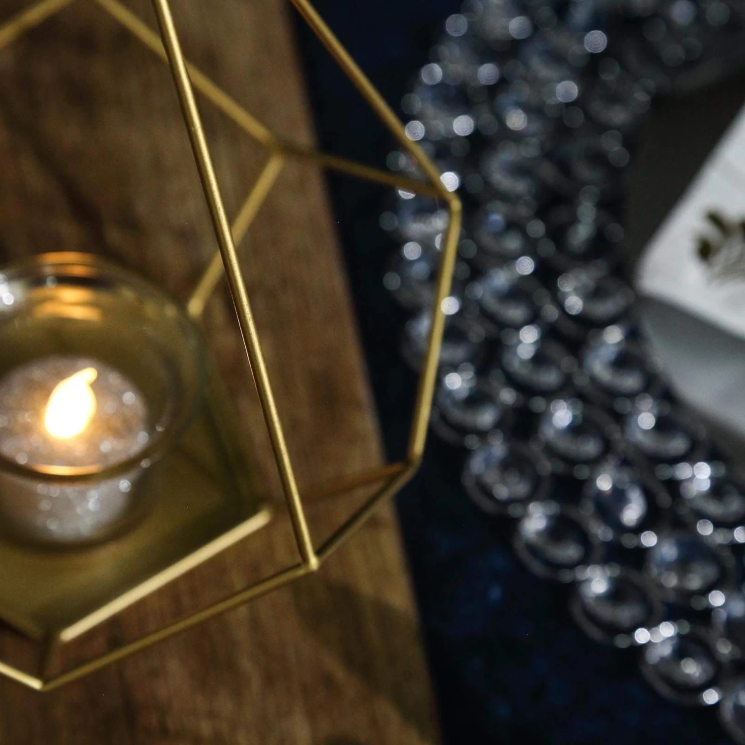 2 Pcs 9 In Tall Geometric Pentagon Hanging Candle Holders Centerpieces - Image 16