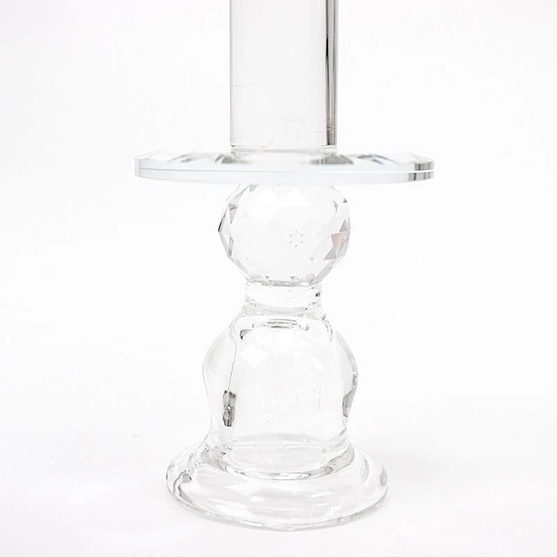 23 In Tall Clear 3 Arm Round Crystal Glass Candelabra Taper Candle Holder - Image 10