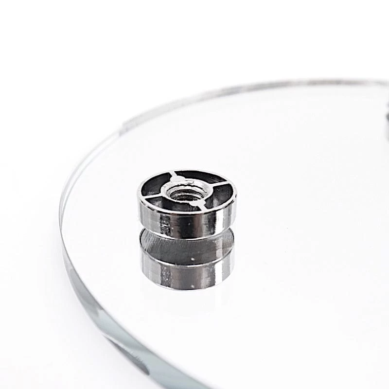 23 In Tall Clear 3 Arm Round Crystal Glass Candelabra Taper Candle Holder - Image 9