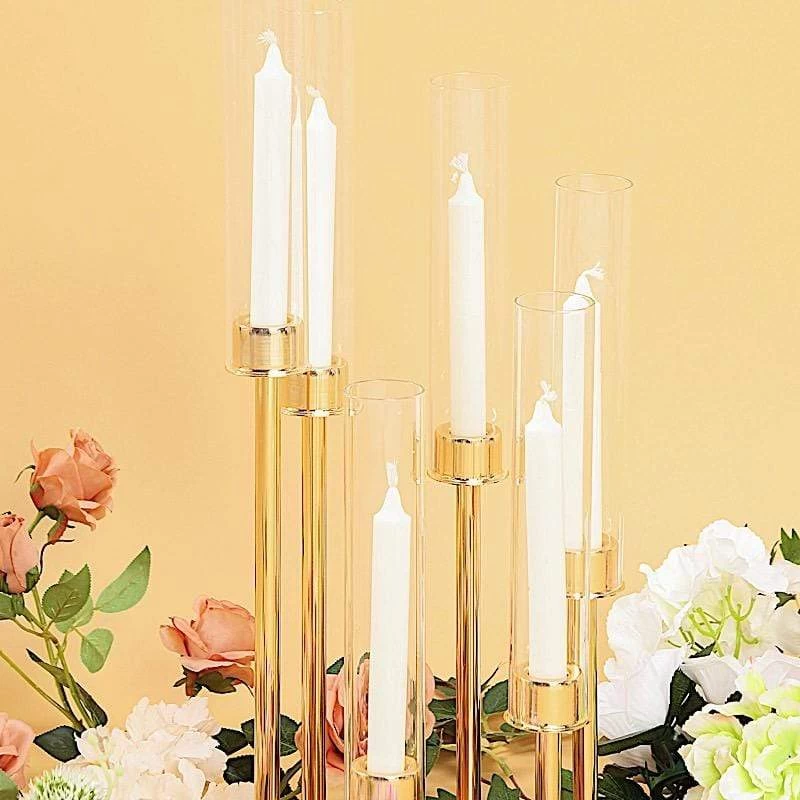 24 In Tall Candelabra Candle Holder Centerpiece With Glass - Image 2