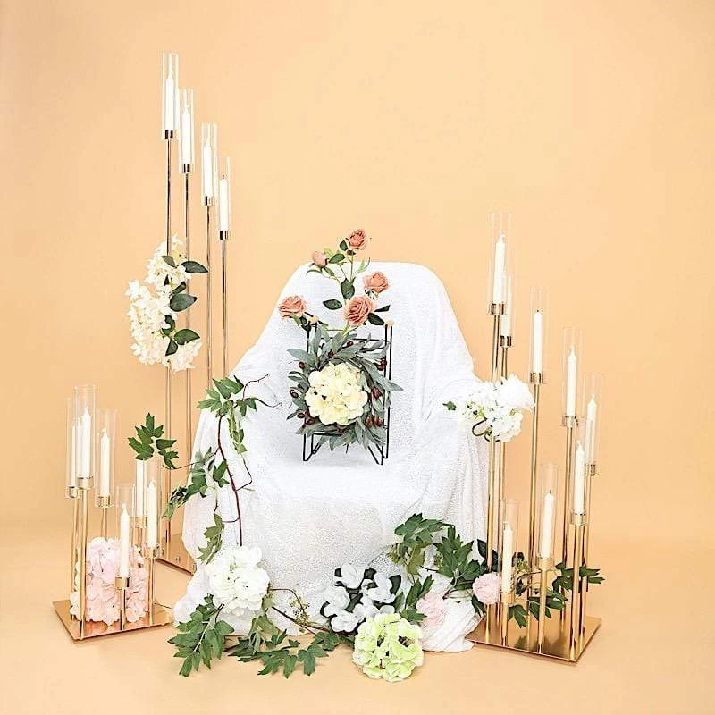 24 In Tall Candelabra Candle Holder Centerpiece With Glass - Image 4