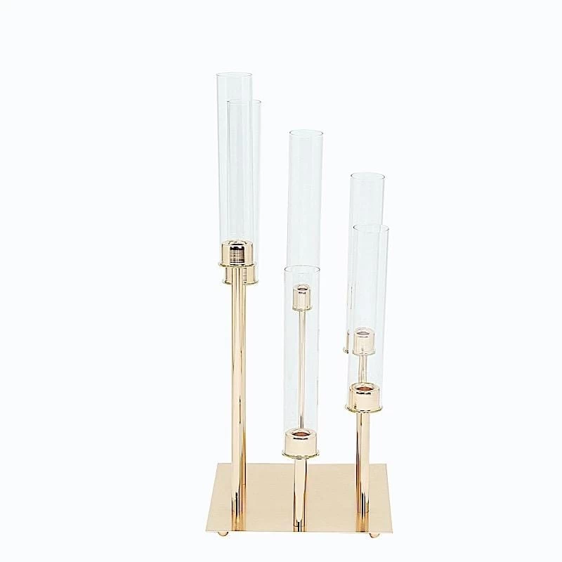 24 In Tall Candelabra Candle Holder Centerpiece With Glass - Image 8
