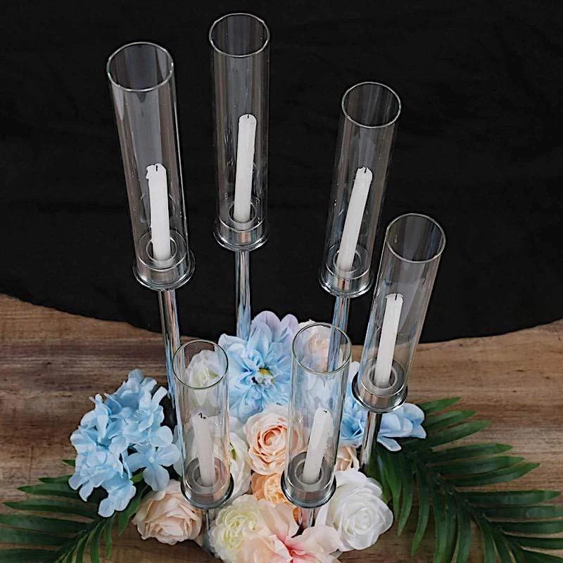 24 In Tall Candelabra Candle Holder Centerpiece With Glass - Image 10