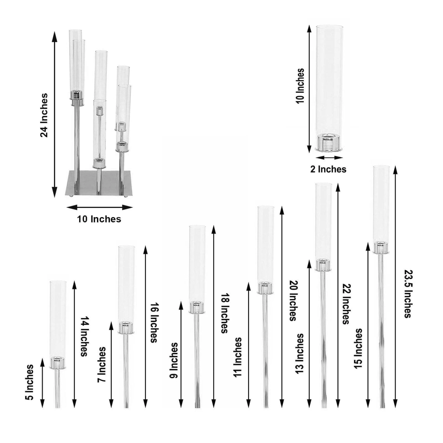 24 In Tall Candelabra Candle Holder Centerpiece With Glass - Image 17