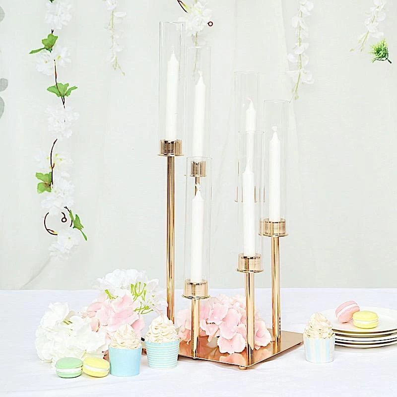24 In Tall Candelabra Candle Holder Centerpiece With Glass