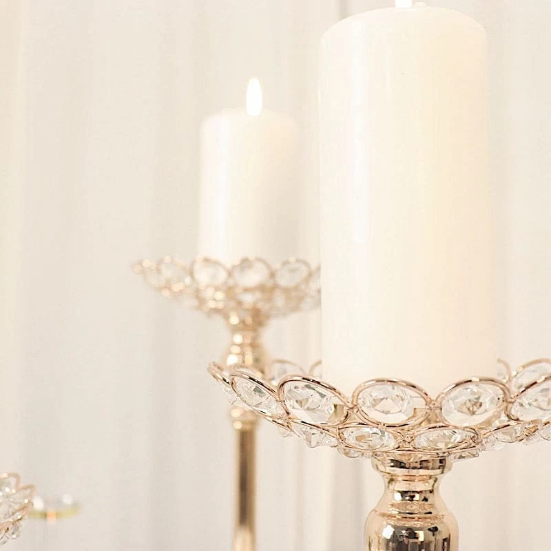 3 Gold Crystal Beaded Metal Votive Candle Holders Centerpieces Set - Image 4