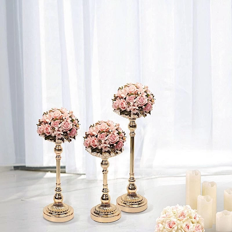 3 Gold Crystal Beaded Metal Votive Candle Holders Centerpieces Set - Image 6