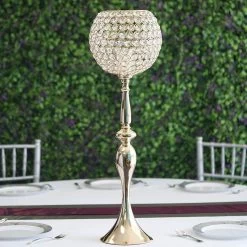 30" Crystal Beaded Goblet Candle Holder Centerpiece