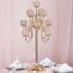 40" Tall Crystal Beaded Candle Holder Candelabra Wedding Centerpiece