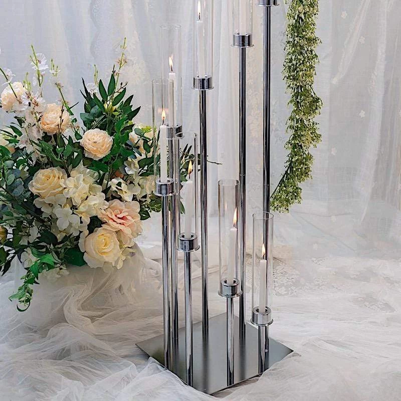 42 In Tall Candelabra Candle Holder Centerpiece With Glass - Image 12