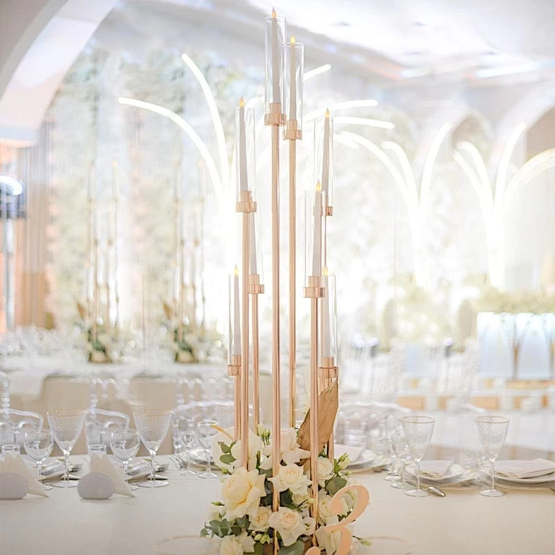 42 In Tall Candelabra Candle Holder Centerpiece With Glass - Image 4