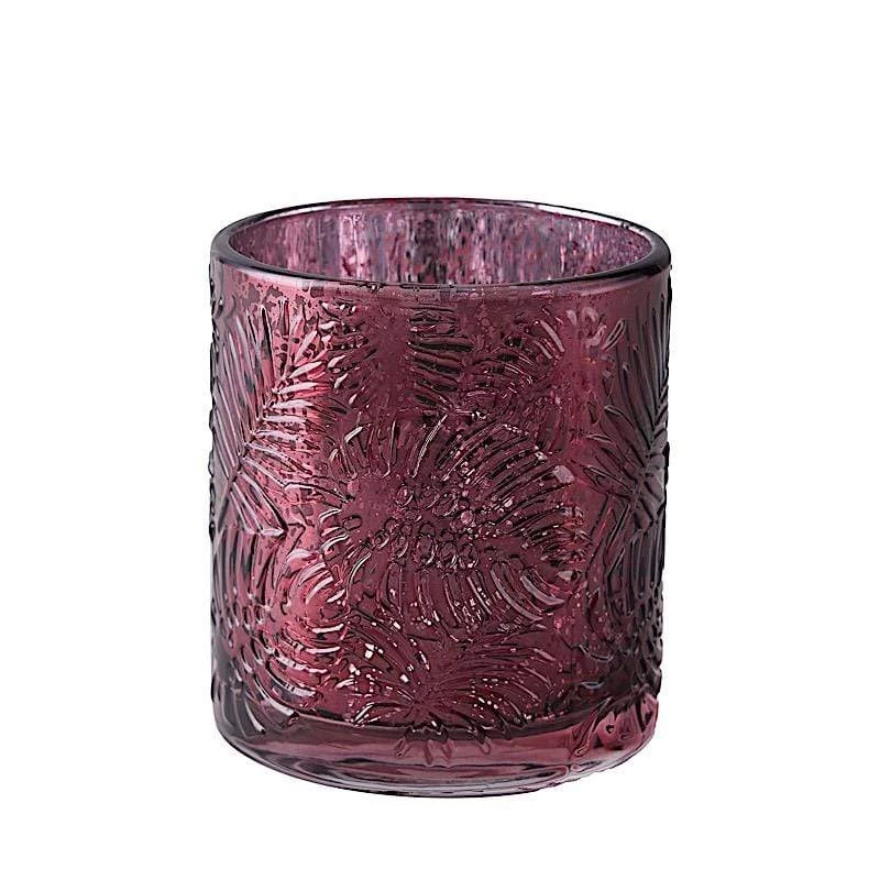 6 Pcs 3" Metallic Leaves Design Mercury Glass Votive Candle Holders - Image 16