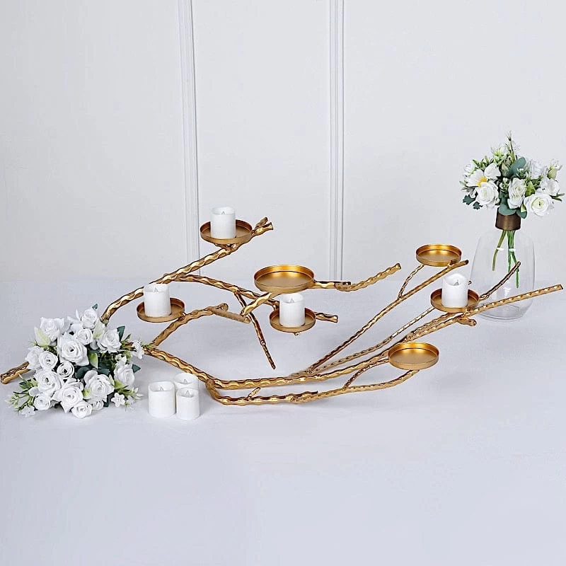 Gold Metal Manzanita Tree Branch Candelabra Candle Holders - Image 7