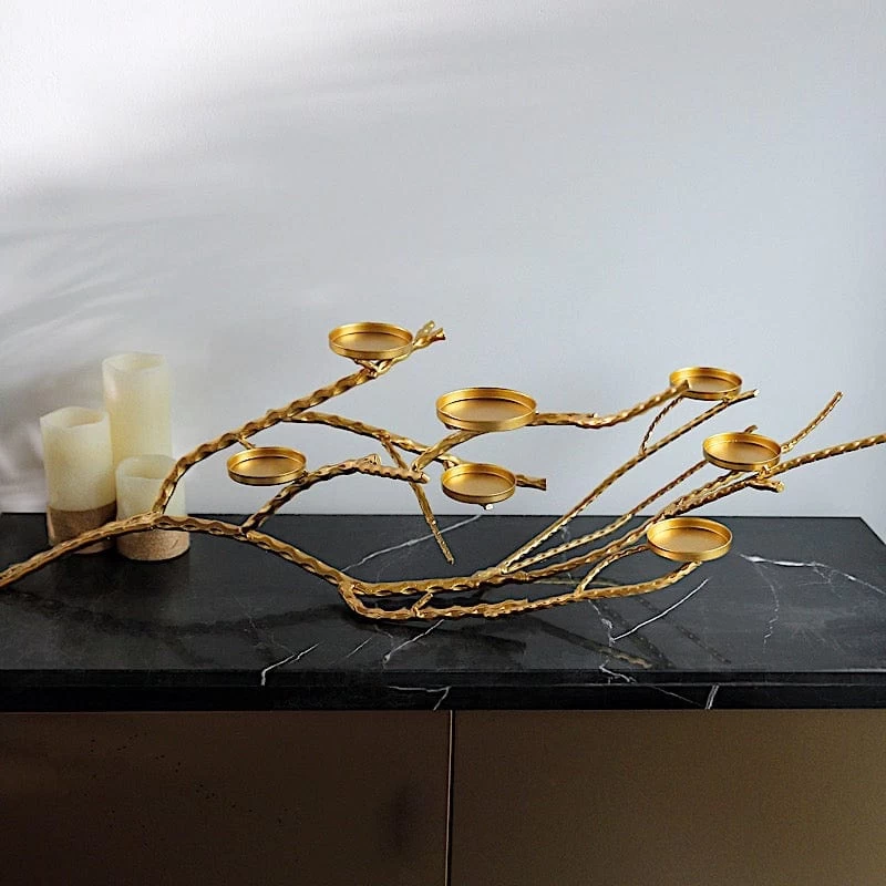 Gold Metal Manzanita Tree Branch Candelabra Candle Holders - Image 5