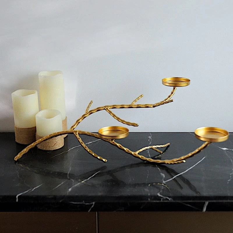 Gold Metal Manzanita Tree Branch Candelabra Candle Holders - Image 14