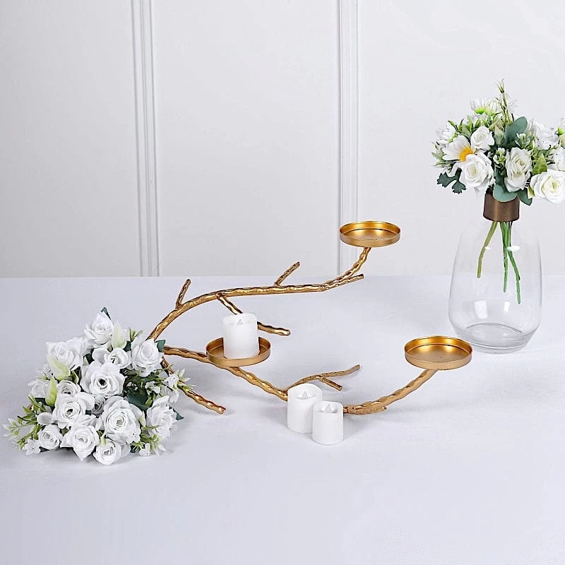 Gold Metal Manzanita Tree Branch Candelabra Candle Holders - Image 16