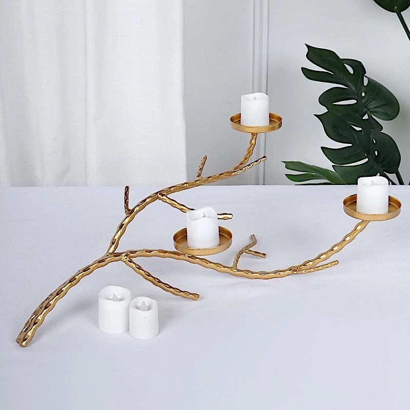 Gold Metal Manzanita Tree Branch Candelabra Candle Holders - Image 10