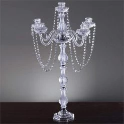 Silver 35" Tall Crystal Candle Holder Centerpiece