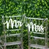 2 White 12x6 In Wooden Mr And Mrs Chair Signs Hanging Wedding Decor