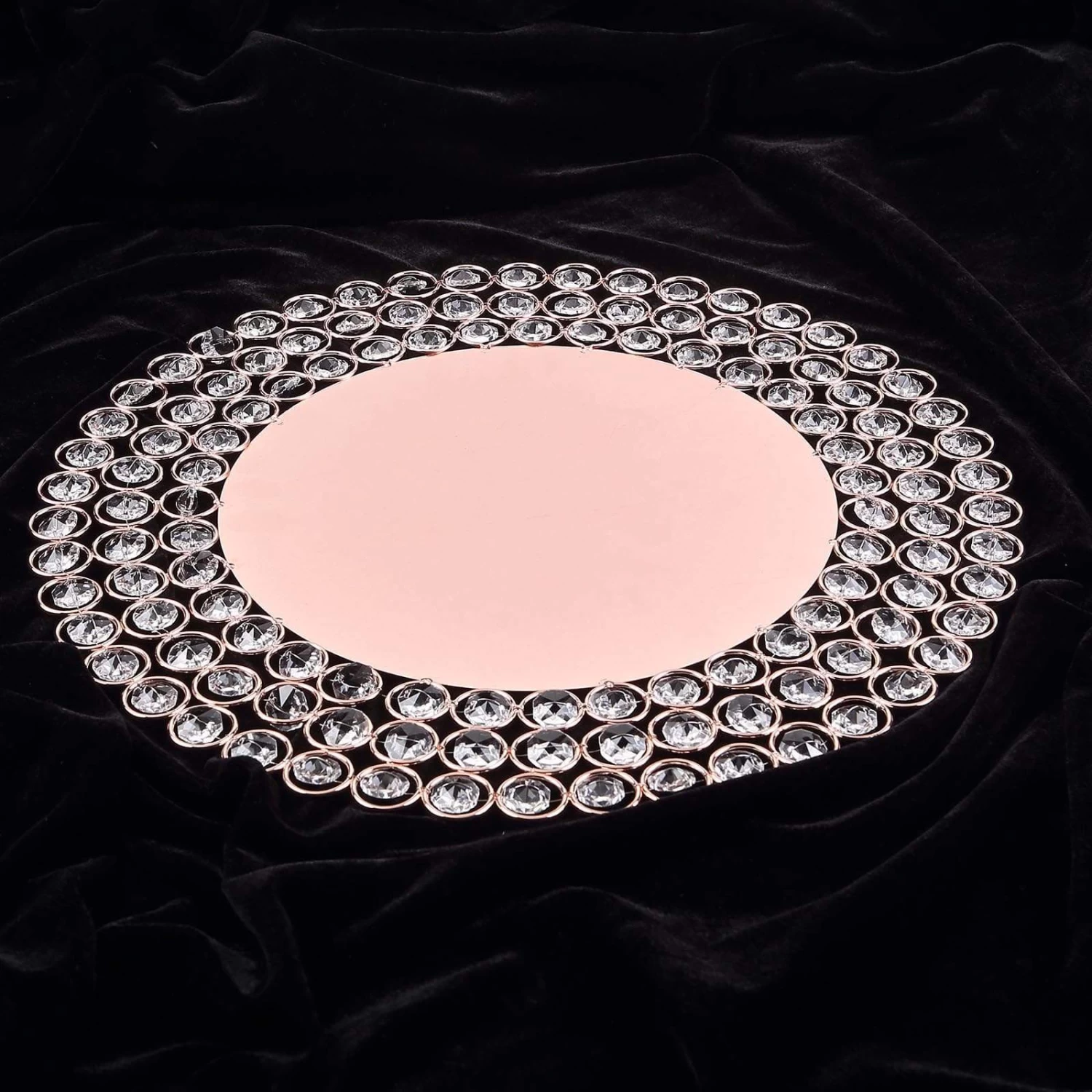 14 In Round Metal Charger Plates With Crystal Beads - Image 2