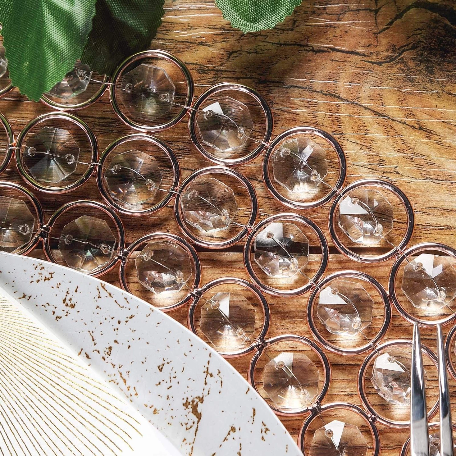 14 In Round Metal Charger Plates With Crystal Beads - Image 5