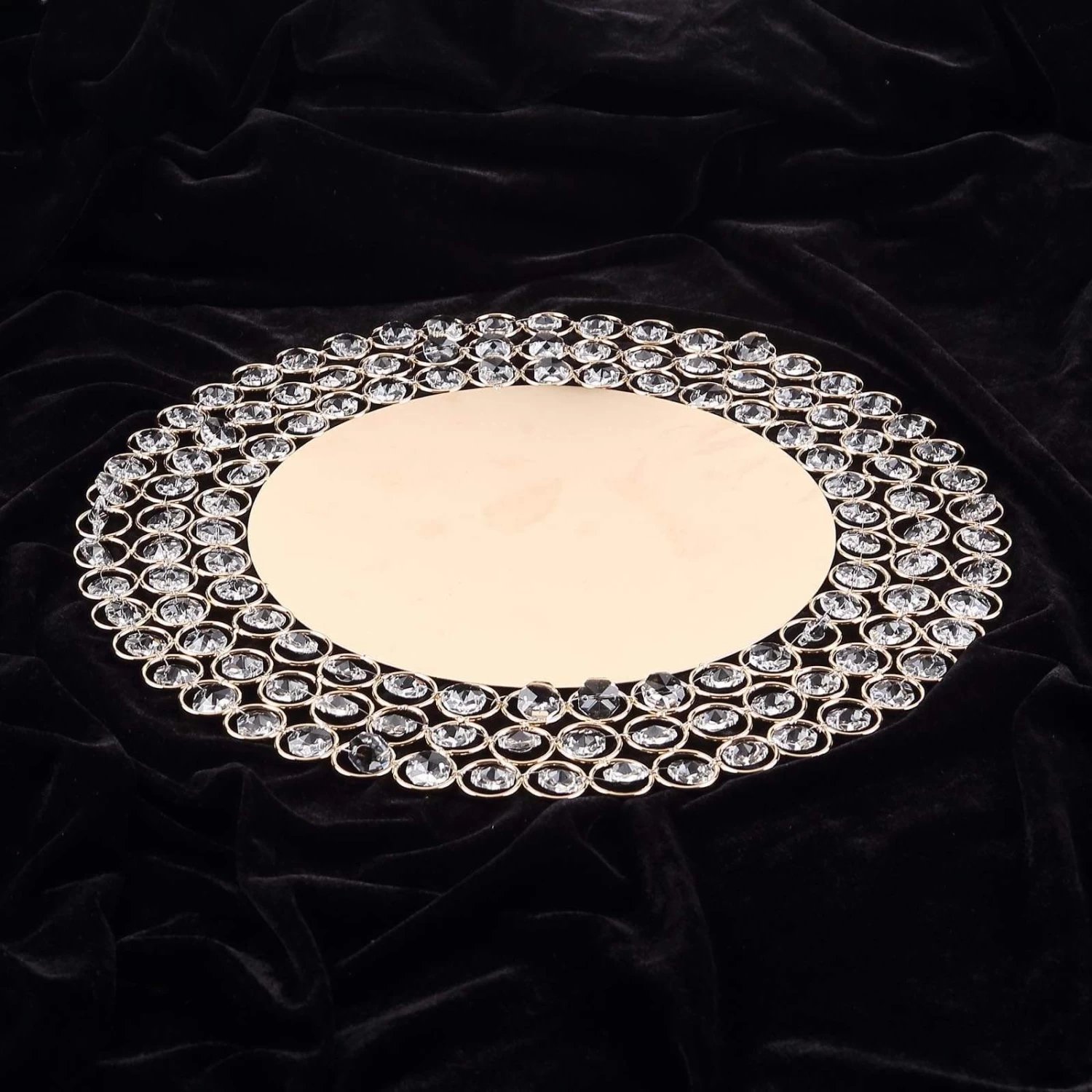 14 In Round Metal Charger Plates With Crystal Beads - Image 9