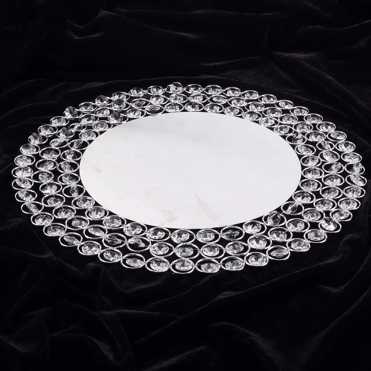 14 In Round Metal Charger Plates With Crystal Beads - Image 16