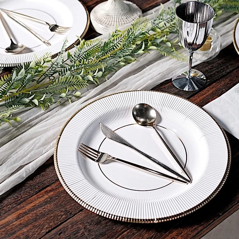 25 Pcs 13 In Round Disposable Paper Charger Plates With Metallic Trim - Image 7