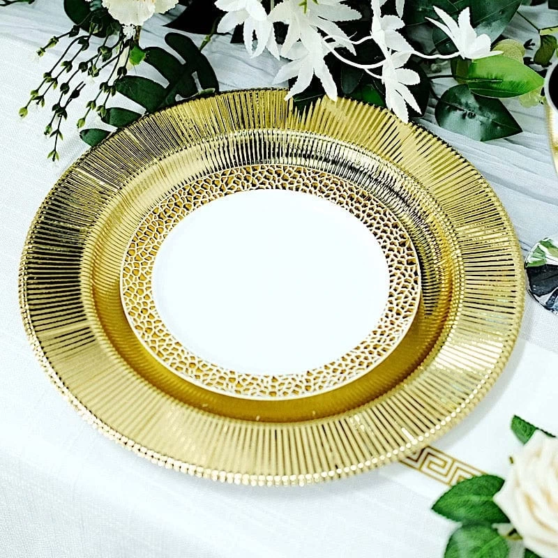 25 Pcs 13 In Round Disposable Paper Charger Plates With Metallic Trim - Image 14