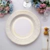 25 White 13 In Round Disposable Paper Charger Plates Gold Vintage Design