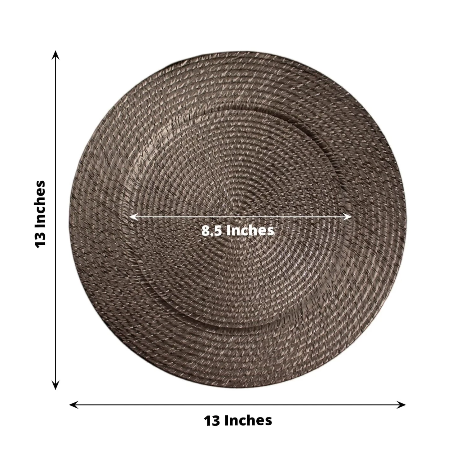 6 Brown 13 In Round Rattan-Like Plastic Charger Plates - Image 3