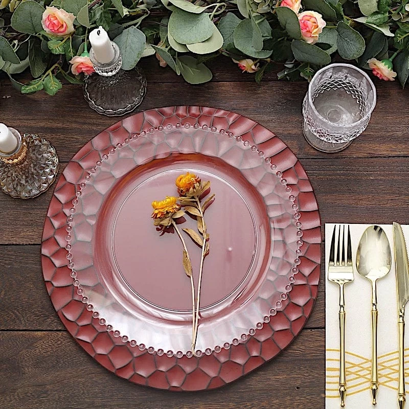 6 Irregular Round 13 In Plastic Charger Plates With Animal Pattern Rim - Image 12