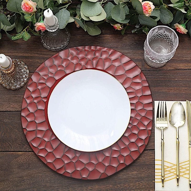 6 Irregular Round 13 In Plastic Charger Plates With Animal Pattern Rim - Image 10