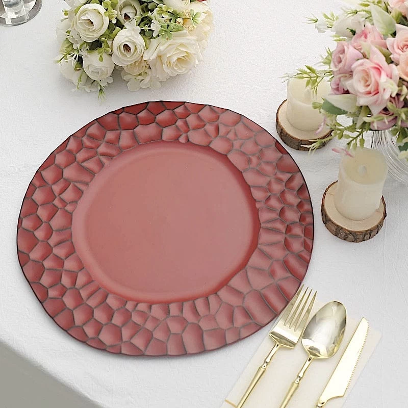 6 Irregular Round 13 In Plastic Charger Plates With Animal Pattern Rim - Image 14