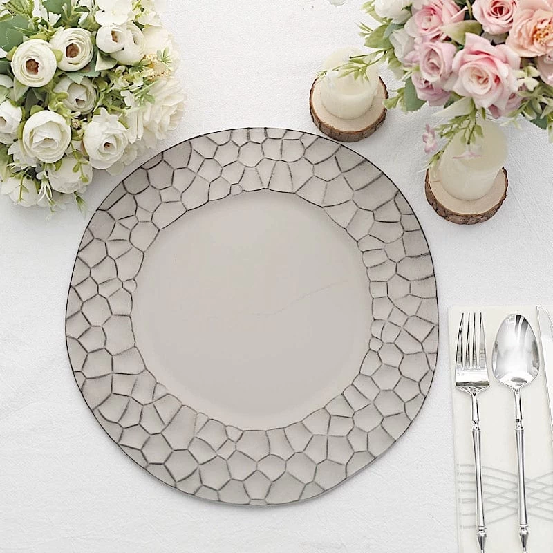 6 Irregular Round 13 In Plastic Charger Plates With Animal Pattern Rim - Image 19