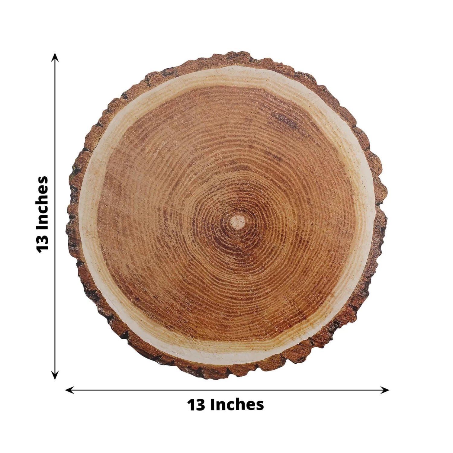 6 Natural 13 In Wood Slice Design Disposable Paper Round Charger Plates - Image 4