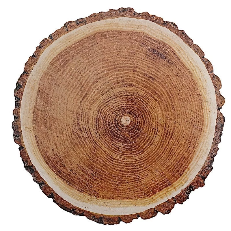 6 Natural 13 In Wood Slice Design Disposable Paper Round Charger Plates - Image 9