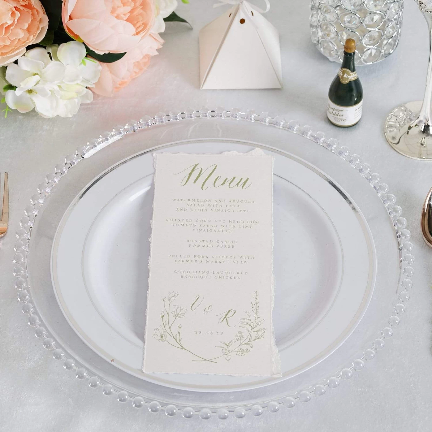 6 Pcs 12 In Beaded Trim Round Acrylic Charger Plates - Image 11