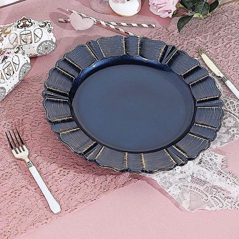 6 Pcs 13 In Round Scalloped Trim Plastic Charger Plates - Image 12