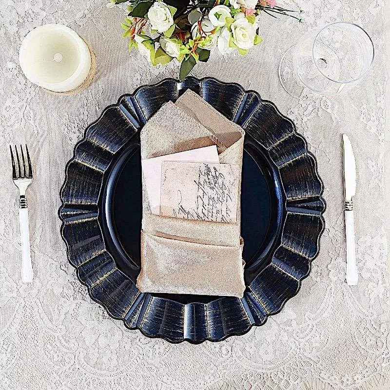 6 Pcs 13 In Round Scalloped Trim Plastic Charger Plates - Image 14