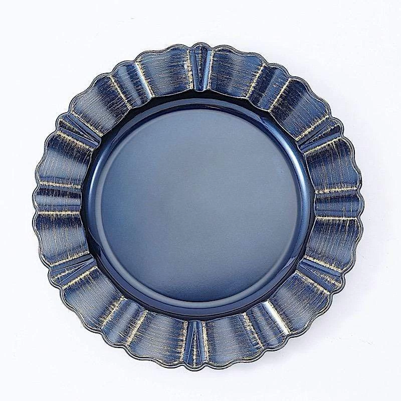 6 Pcs 13 In Round Scalloped Trim Plastic Charger Plates - Image 16