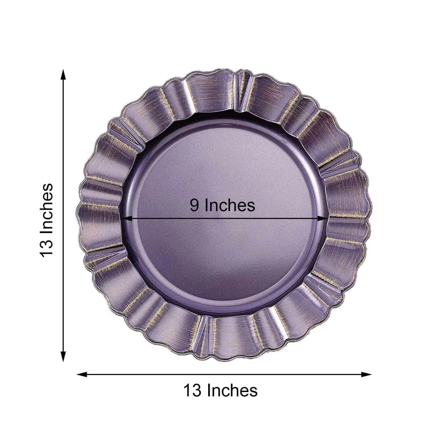 6 Pcs 13 In Round Scalloped Trim Plastic Charger Plates - Image 18