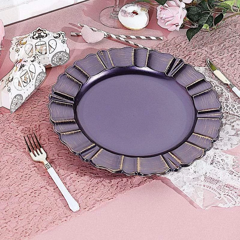 6 Pcs 13 In Round Scalloped Trim Plastic Charger Plates - Image 19