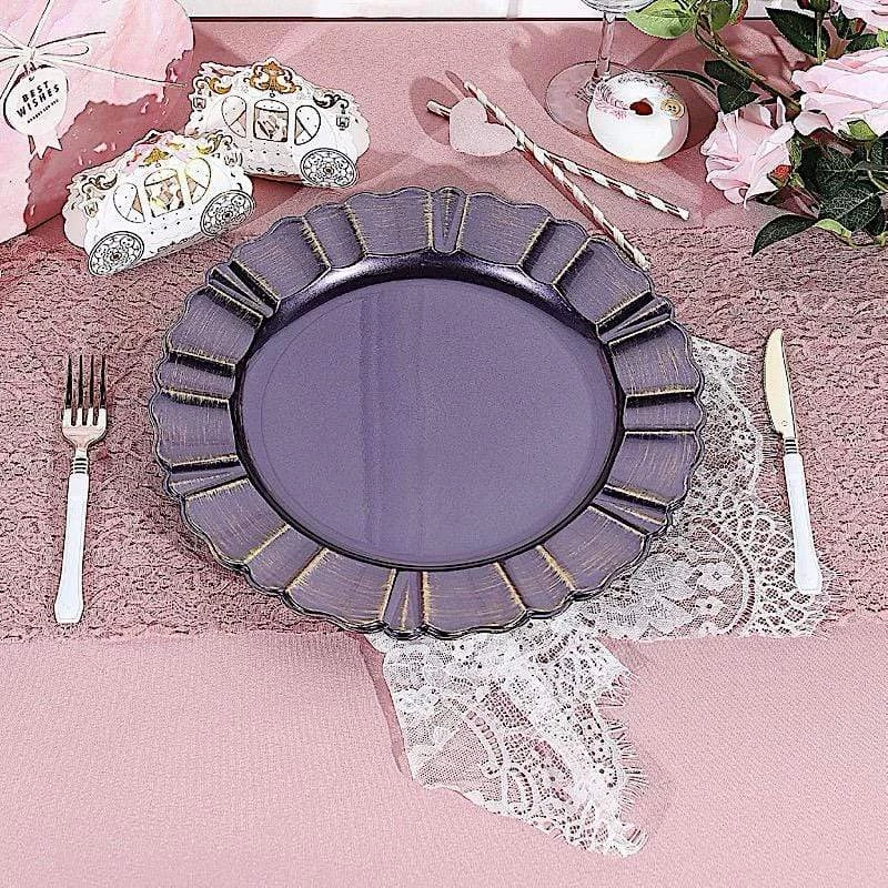 6 Pcs 13 In Round Scalloped Trim Plastic Charger Plates - Image 20