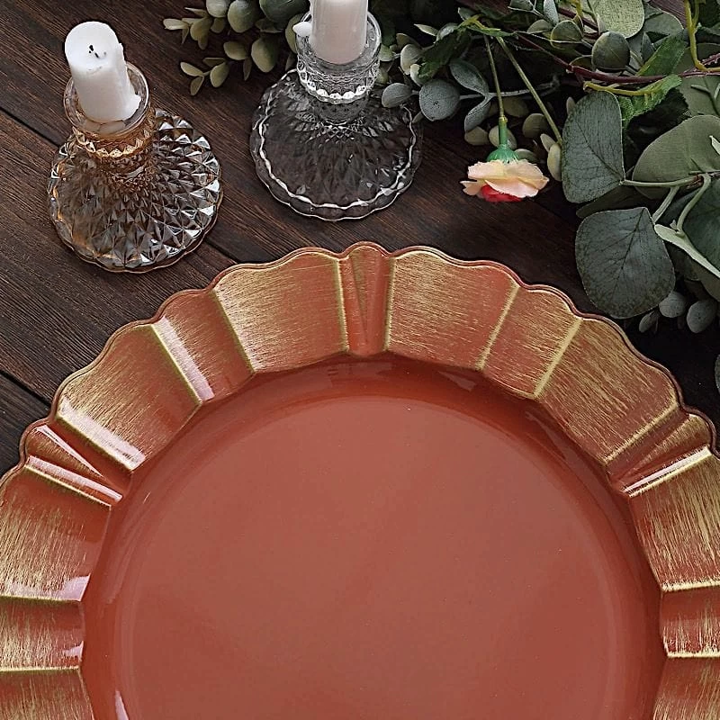 6 Pcs 13 In Round Scalloped Trim Plastic Charger Plates - Image 7