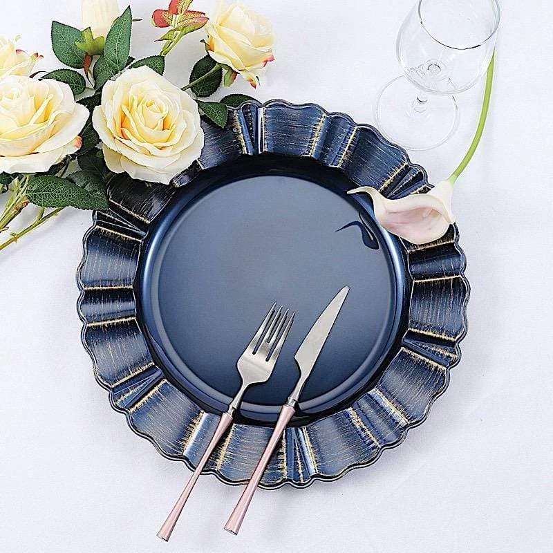 6 Pcs 13 In Round Scalloped Trim Plastic Charger Plates - Image 9